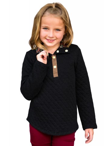 Black Toddlers Monogrammed Quilted Pullover Tunic