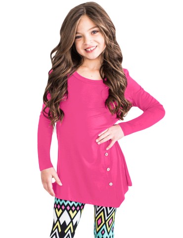 Rose Little Girl Long Sleeve Button Tunic