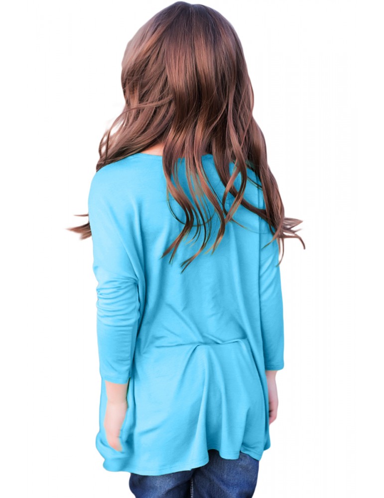 Turquoise Long Sleeve Crisscross Top for Girls