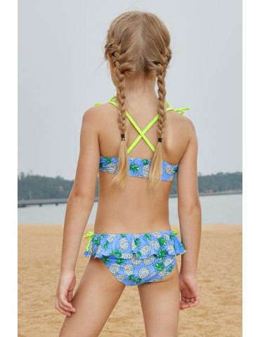 Pineapple Print Little Girls Swimwear with Shoulder Straps