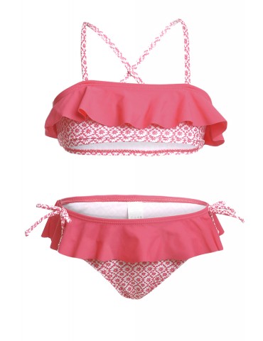 Ruffle Overlay Little Girls Swimsuit with Print