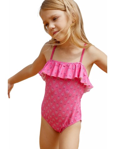 Little Girls Crisscross Open Back Printed One-piece Swimsuit