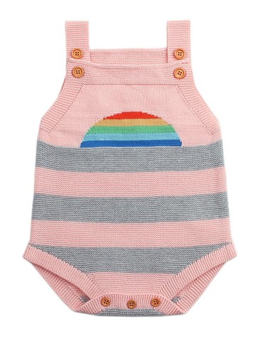 Pink Rainbow Pattern Knit Baby Onesies