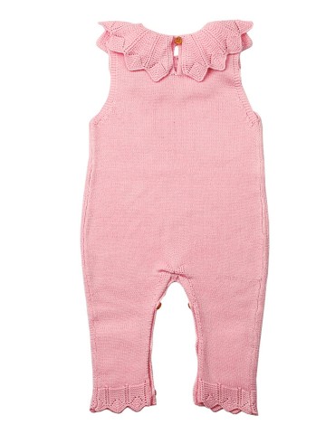 Pink Flounce Neck Detail Unisex Baby Jumpsuit